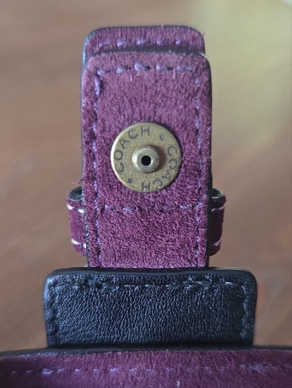 Y2k Coach Suede Wristlet Clutch in Deep Plum - Picture 5 of 7